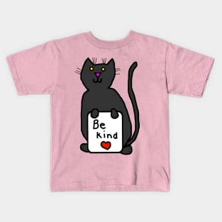 Cute Cat says Be Kind Kids T-Shirt
